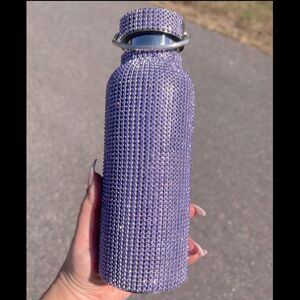 Purple Rhinestone Water Bottle w Purple Crystal & Detachable Chain 500 ml